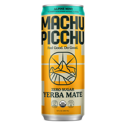 Machu Picchu Alpine Mint Energy Organic Yerba Mate Zero Sugar 12oz Can