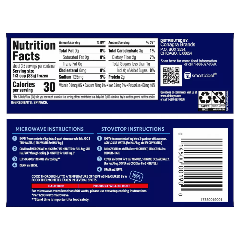 Bird’s Eye Frozen Chopped Spinach 10oz
