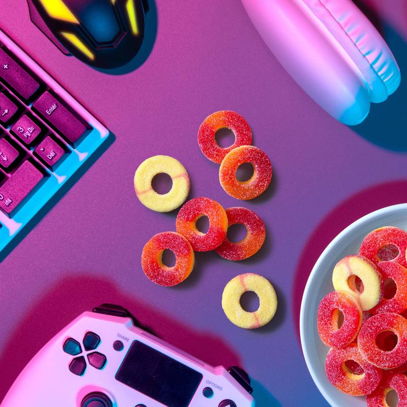 Trolli, Peachie O's Gummy Rings Candy, Sour, 4.25 oz