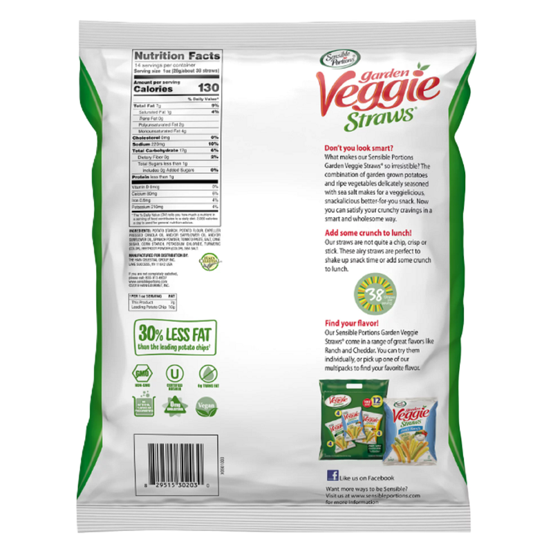 Sensible Portions Garden Veggie Straws Sea Salt Potato and Vegetable Snack 5oz