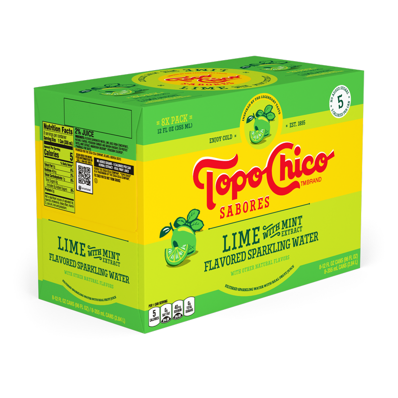 Topo Chico Sabores Lime with Mint Extract Flavored Sparkling Water 8pk 12oz Can