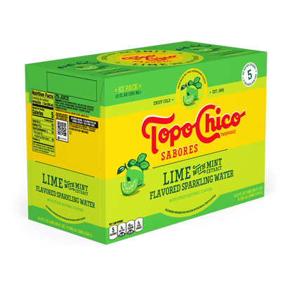 Topo Chico Sabores Lime with Mint Extract Flavored Sparkling Water 8pk 12oz Can