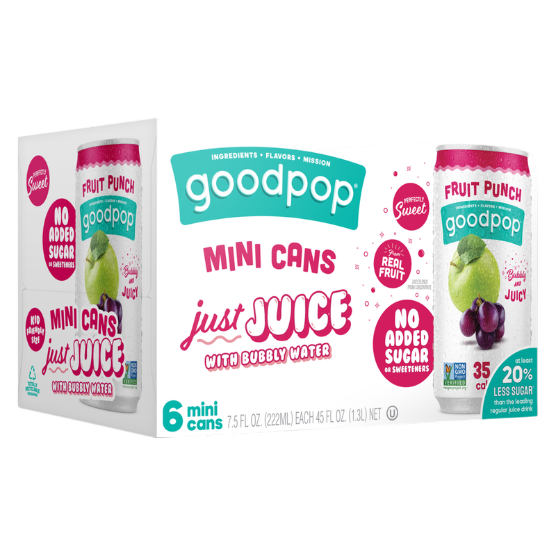 GoodPop Fruit Punch Juice & Bubbly Water 6pk 7.5oz Mini Can