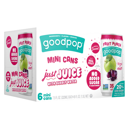 GoodPop Fruit Punch Juice & Bubbly Water 6pk 7.5oz Mini Can