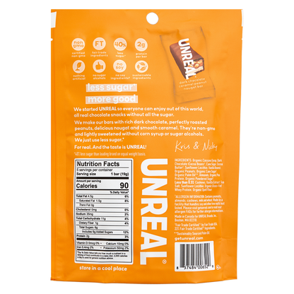 Unreal Dark Chocolate Caramel Peanut Nougat Bars 3.4oz