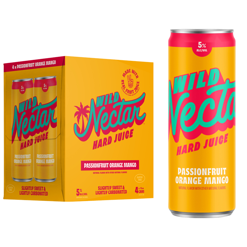 Wild Nectar Hard Juice Passion Fruit Orange Mango 4pk 12oz Can 5% ABV