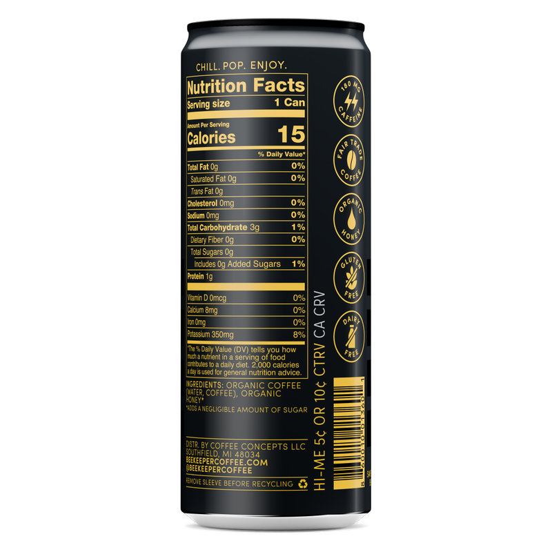 Beekeeper Coffee Black Cold Brew 8oz Can