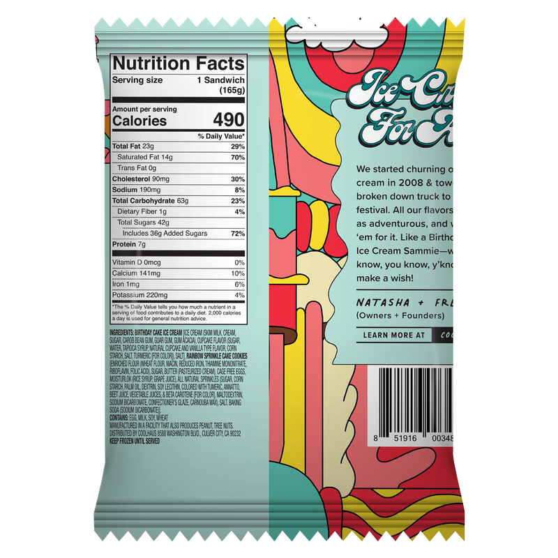 Coolhaus Birthday Cake Ice Cream Sandwich 5.8oz