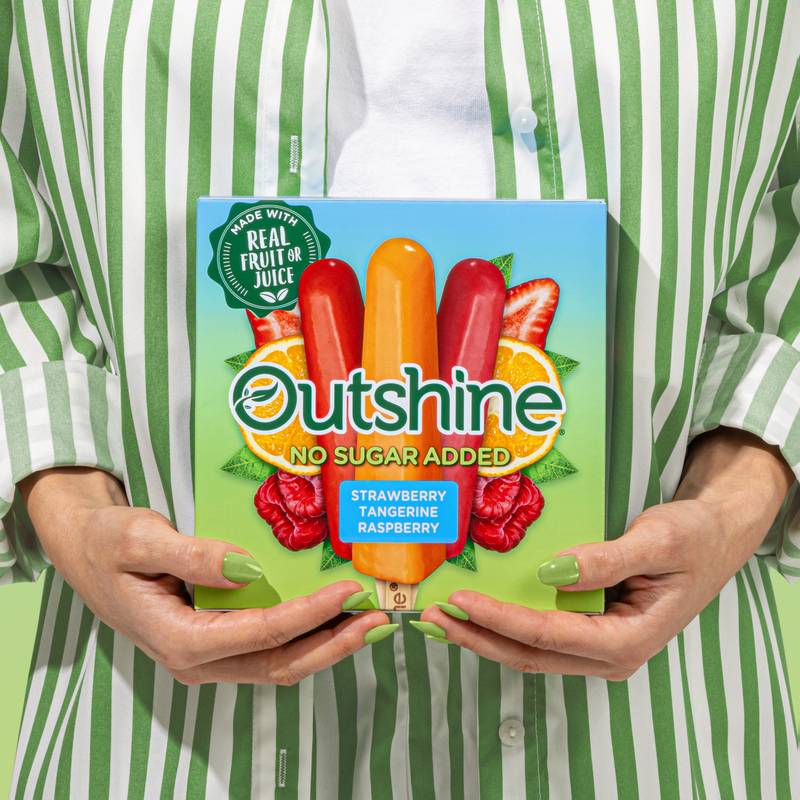 Outshine No Sugar Added Strawberry, Tangerine, and Raspberry Frozen Fruit Pops, Variety Pack, 12ct