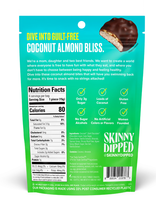 SkinnyDipped Dark Chocolate Cocount Almond Bites, 3.17 oz