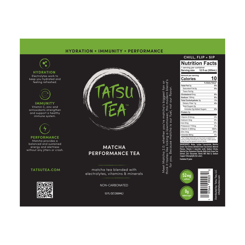 Tatsu Tea Matcha Performance Tea 12oz Can