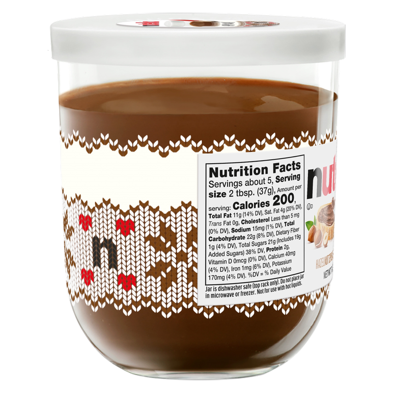 Nutella Chocolate Hazelnut Spread Holiday Glass Jar, 7oz.