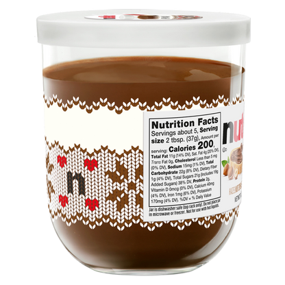 Nutella Chocolate Hazelnut Spread Holiday Glass Jar, 7oz.