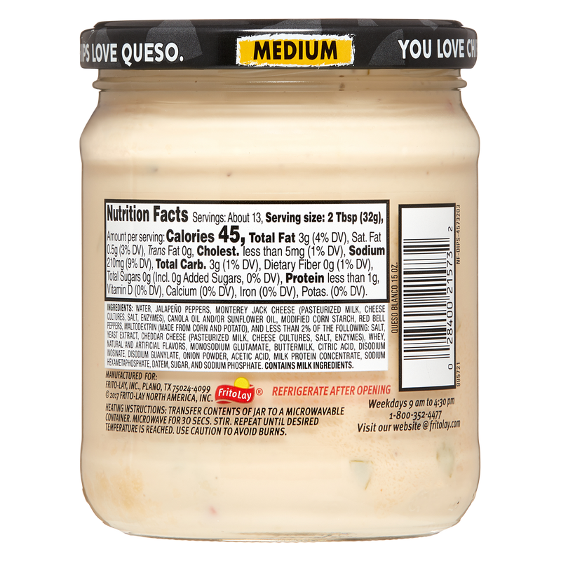 Tostitos Medium Queso Blanco Dip 15oz
