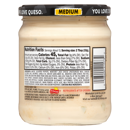 Tostitos Medium Queso Blanco Dip 15oz