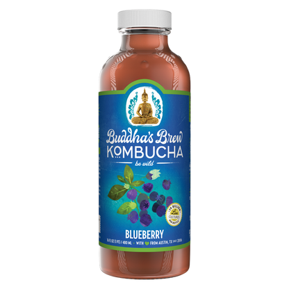 Buddha's Brew Blueberry Kombucha 16oz Glass Bottle