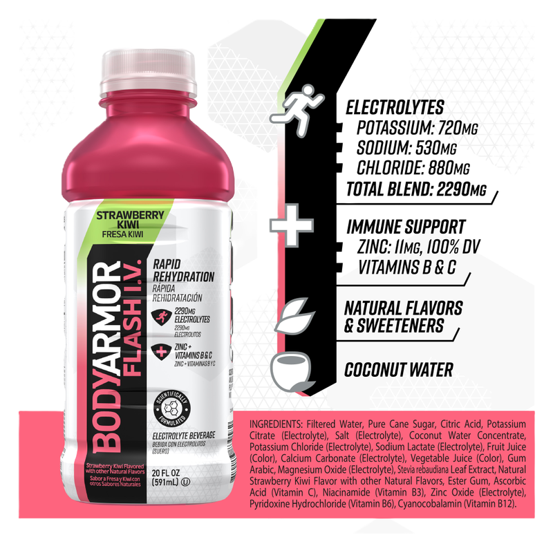 BODYARMOR FLASH I.V. Strawberry Kiwi 20oz Btl