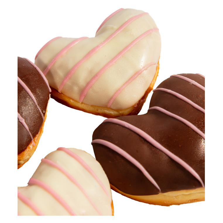 Heart Filled Donuts 4pk, Chocolate and Vanilla