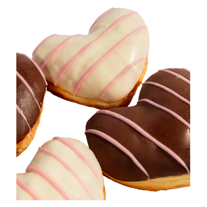 Heart Filled Donuts 4pk, Chocolate and Vanilla