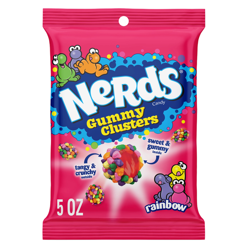 NERDS Gummy Clusters, Candy, Rainbow, Crunchy and Gummy, 5 oz