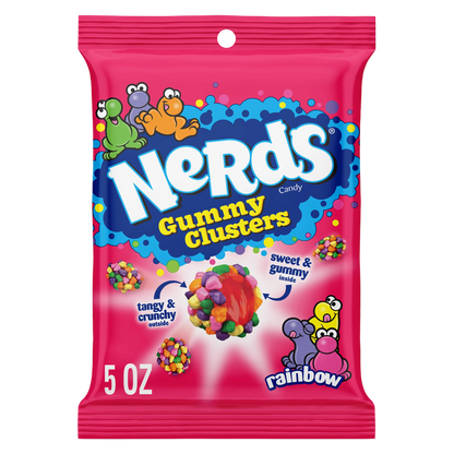 NERDS Gummy Clusters, Candy, Rainbow, Crunchy and Gummy, 5 oz