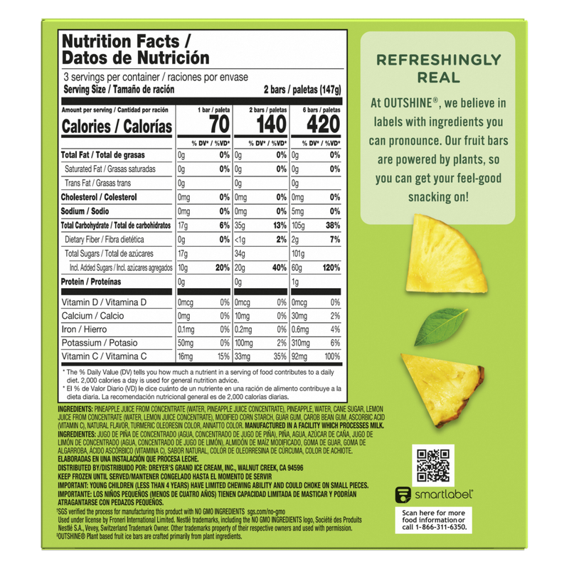 Outshine Pineapple Frozen Fruit Bars, 6ct.