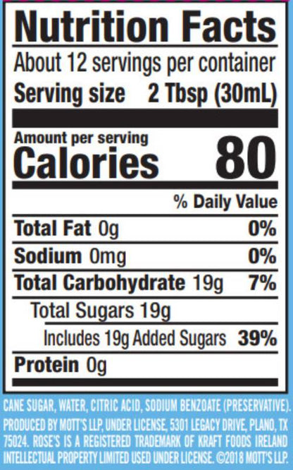 Rose's Simple Syrup 12oz Bottle