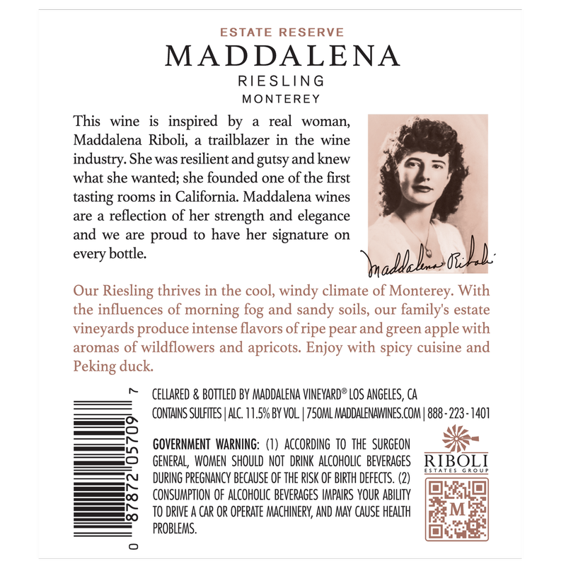 Maddalena Vineyards Riesling 750ml