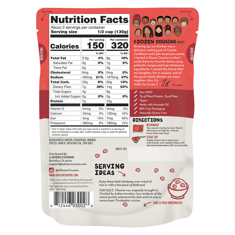 A Dozen Cousins Trini Chickpea Curry 10oz