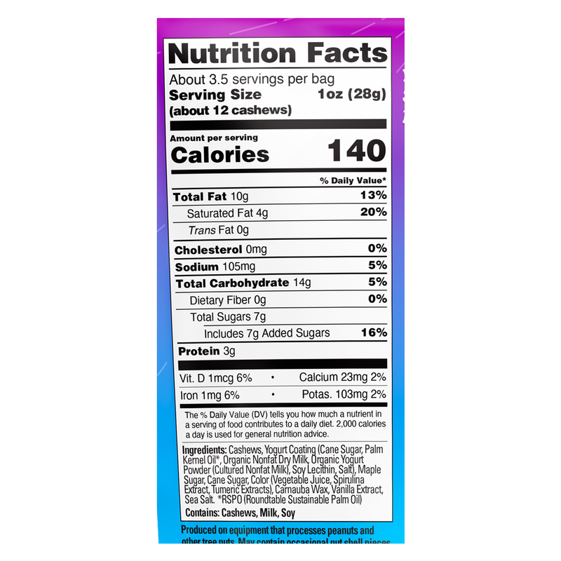 SkinnyDipped Unicorn Birthday Cake Cashews 3.5oz