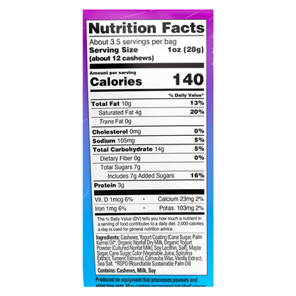 SkinnyDipped Unicorn Birthday Cake Cashews 3.5oz