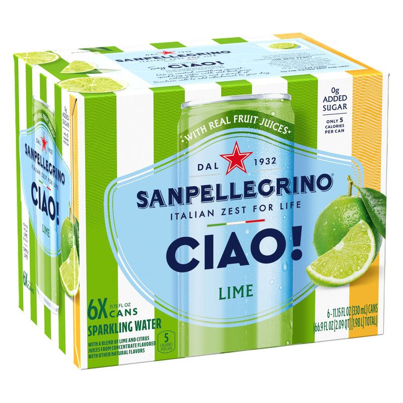 San Pellegrino Ciao! Lime Sparkling Water 6pk 330mL Can