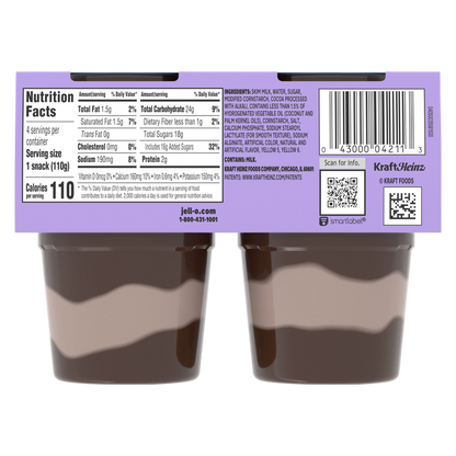 Jell-O Original Chocolate Vanilla Swirls Pudding Cups - 4ct
