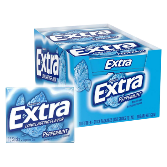 Extra Peppermint Sugar Free Chewing Gum, 15-Stick 10 CT