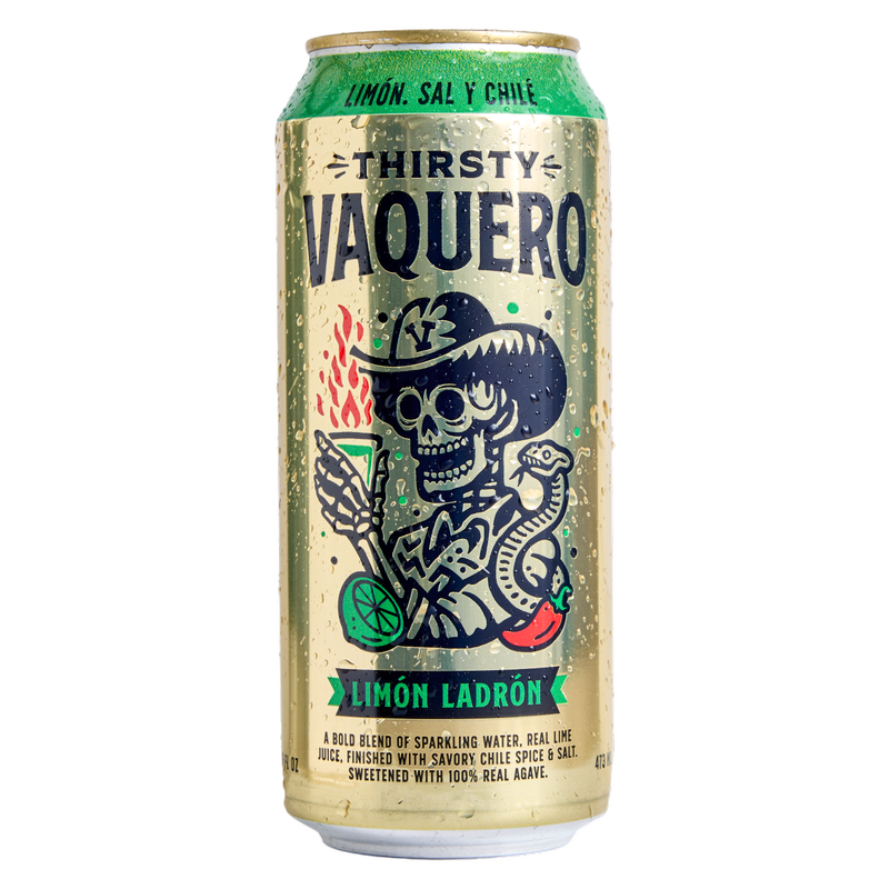 Thirsty Vaquero Limon Ladron Sparkling Water 4pk 16oz Can