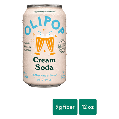 OLIPOP 9g Fiber Prebiotic Soda, Cream Soda, 12oz Can