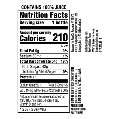 Dole Orange Juice 15.2oz Btl