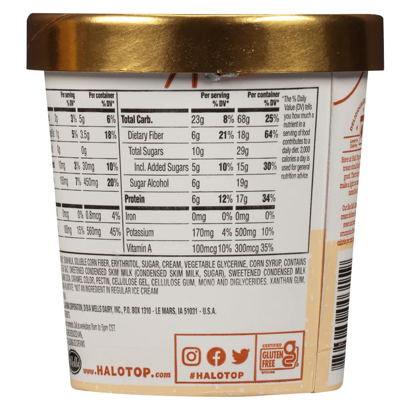 Halo Top Sea Salt Caramel Light Ice Cream, 16 fl oz Pint