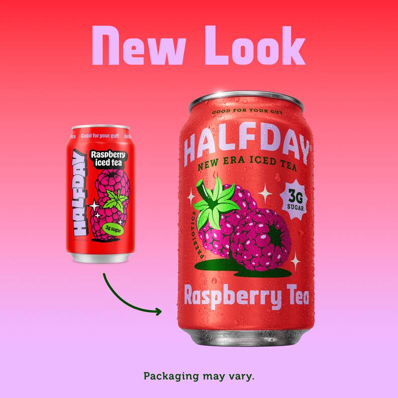 Halfday Raspberry Prebiotic Iced Tea 12oz Can