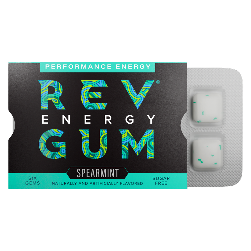 REV ENERGY GUM, Spearmint Caffeinated Regular Strength