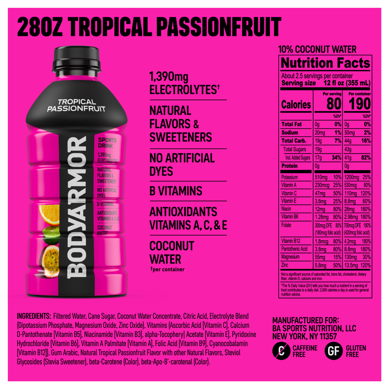 BODYARMOR Tropical Passionfruit 28oz Btl