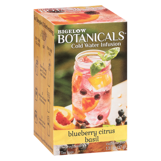 Bigelow Botanicals Blueberry Citrus Basil Cold Water Infusion Caffeine Free Tea Bags 18ct Box