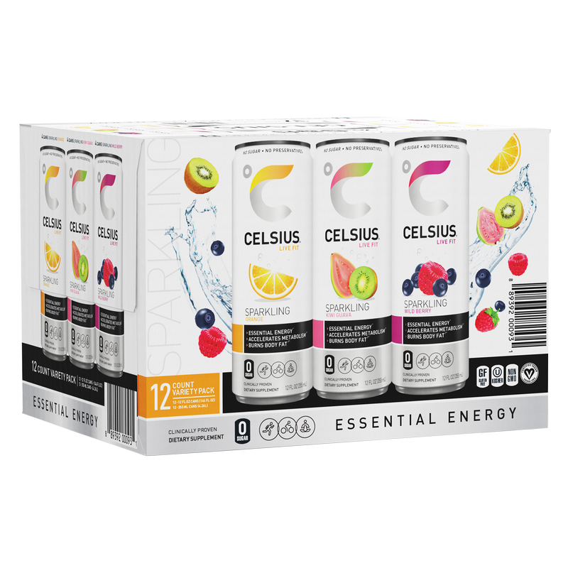 CELSIUS Sparkling Variety Pack Essential Energy Drink 12pk 12oz Can