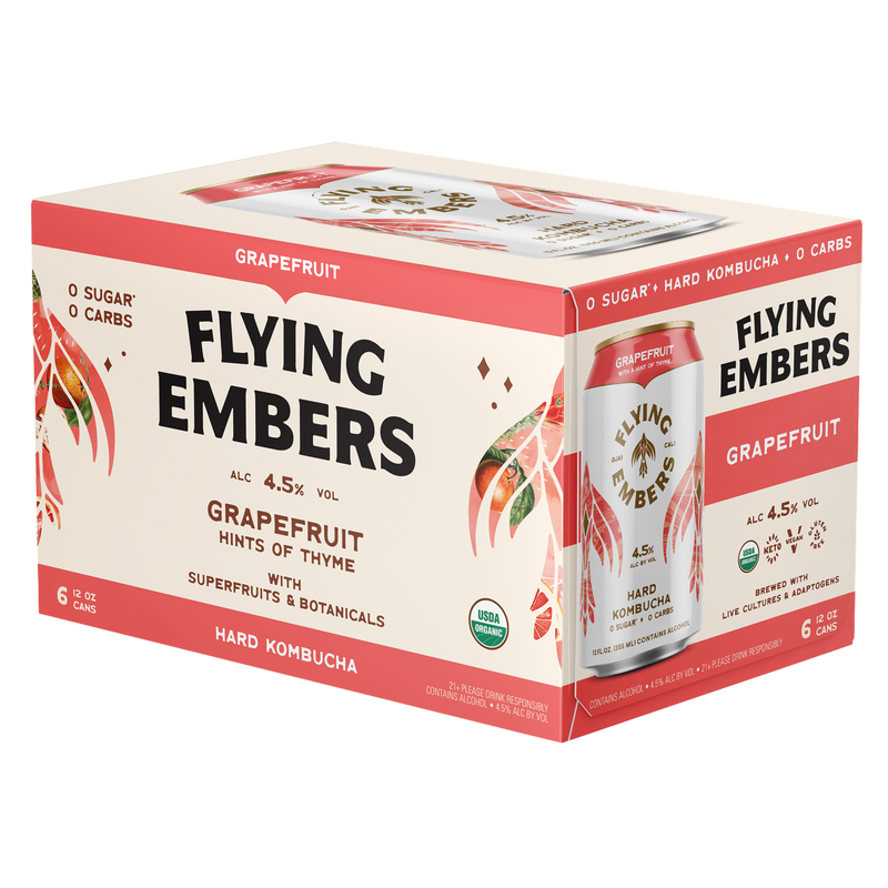 Flying Embers Grapefruit Hard Kombucha 6pk 12oz Can 4.5% ABV