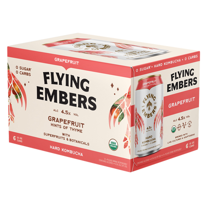 Flying Embers Grapefruit Hard Kombucha 6pk 12oz Can 4.5% ABV