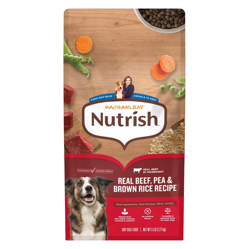 Rachel Ray Nutrish Adult Dry Dog Food Real Beef, Pea, & Brown Rice Recipe 5lb