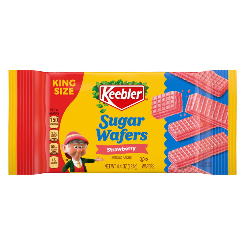 Keebler Strawberry Sugar Wafers, King Size, 4.4 oz