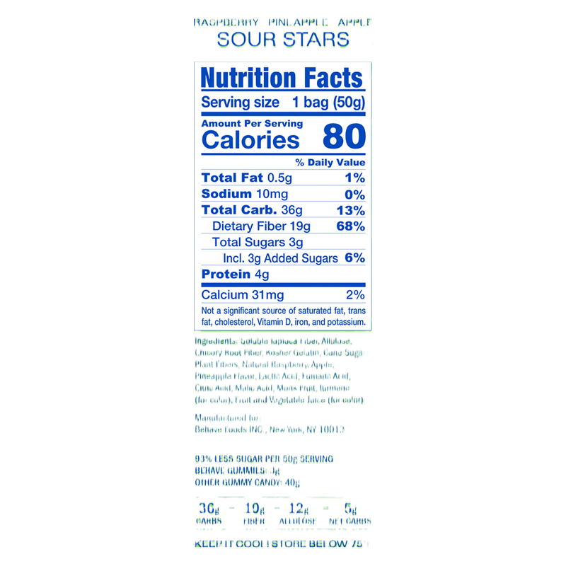 BEHAVE Low-Sugar Sour Stars 1.8oz