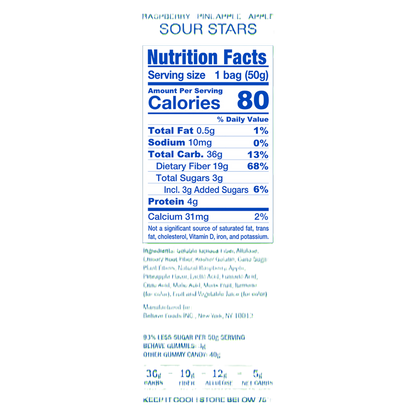 BEHAVE Low-Sugar Sour Stars 1.8oz