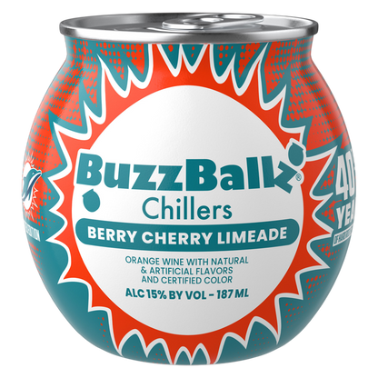 Buzzballz Chillers Miami Dolphins Berry Cherry Limeade 187ml 15% ABV